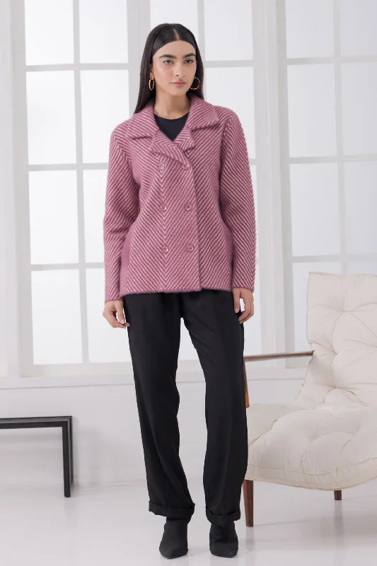 D-PLUM-NOTCHED COLLAR FULL SLEEVES CARDIGAN SWEATER (24X-029-66)