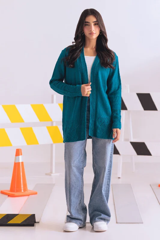 TEAL-FRONT OPEN FULL SLEEVES CARDIGAN SWEATER (24X-063-66)