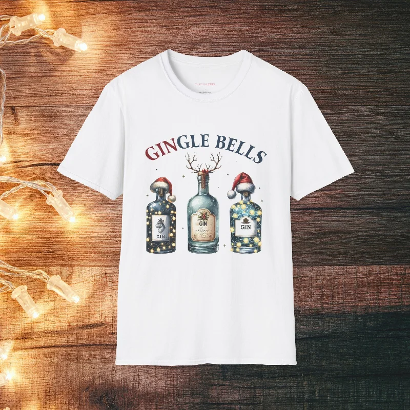 Jingle Bells Gin Bottle Christmas T-Shirt