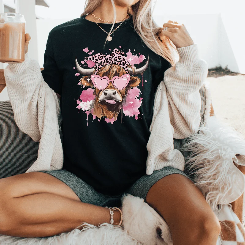 Pink Highland Cow T-shirt