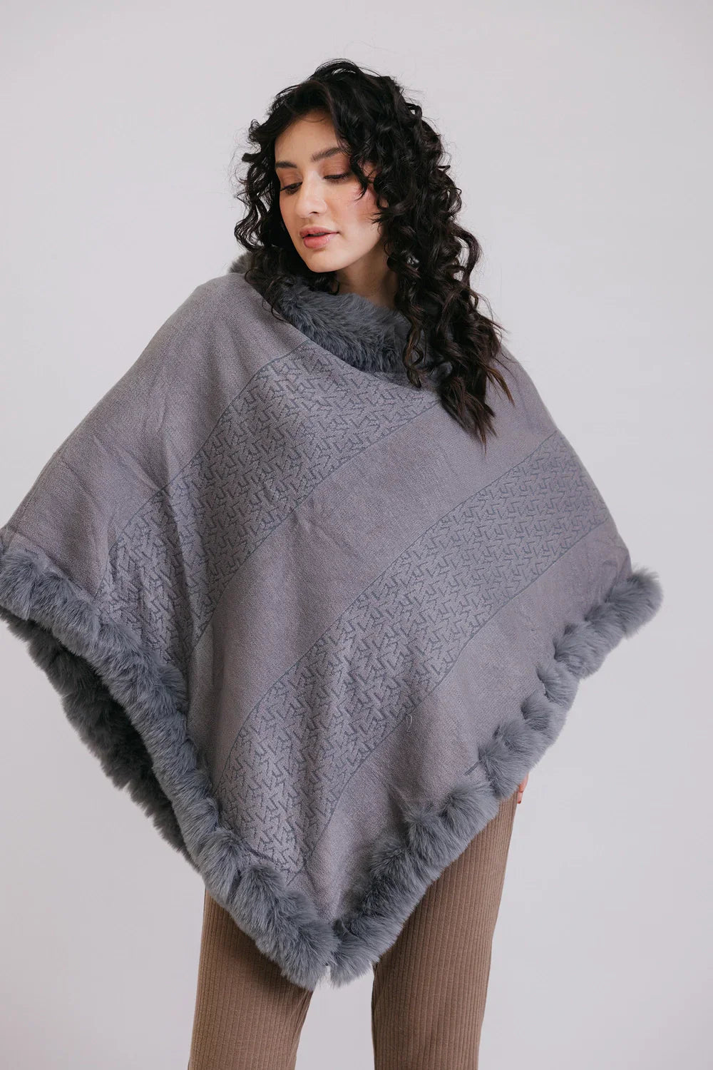 Faux Fur Pullover Poncho