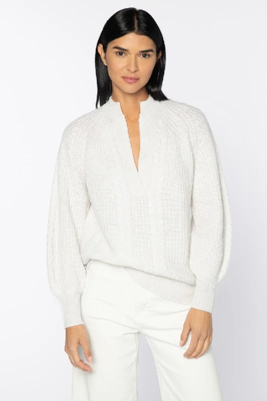 KINROSS CASHMERE - SPLITNECK CABLE PULLOVER