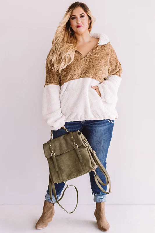 More Lattes, Please Sherpa Pullover In Iced Mocha  Curves