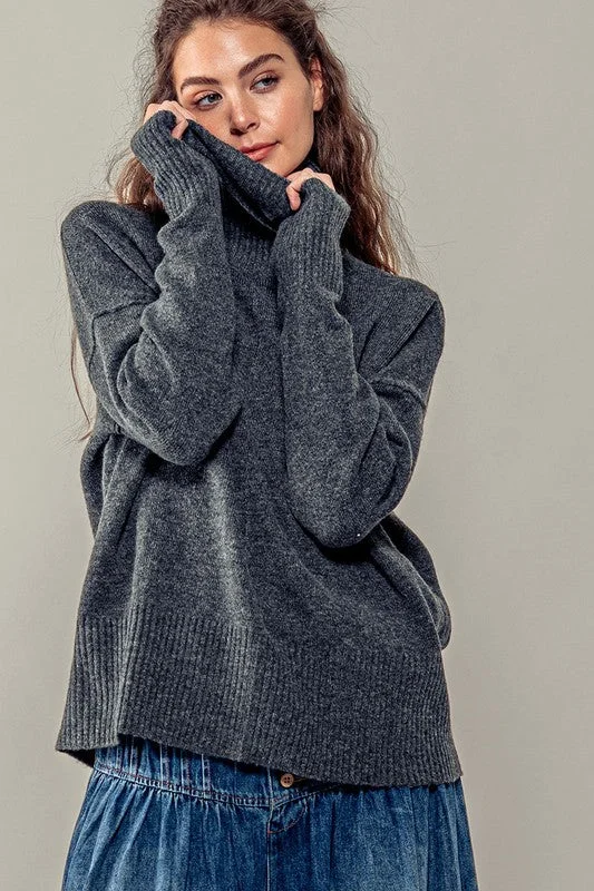 NEW COLOR | TURTLENECK FRONT SEAM KNIT PULLOVER SWEATER