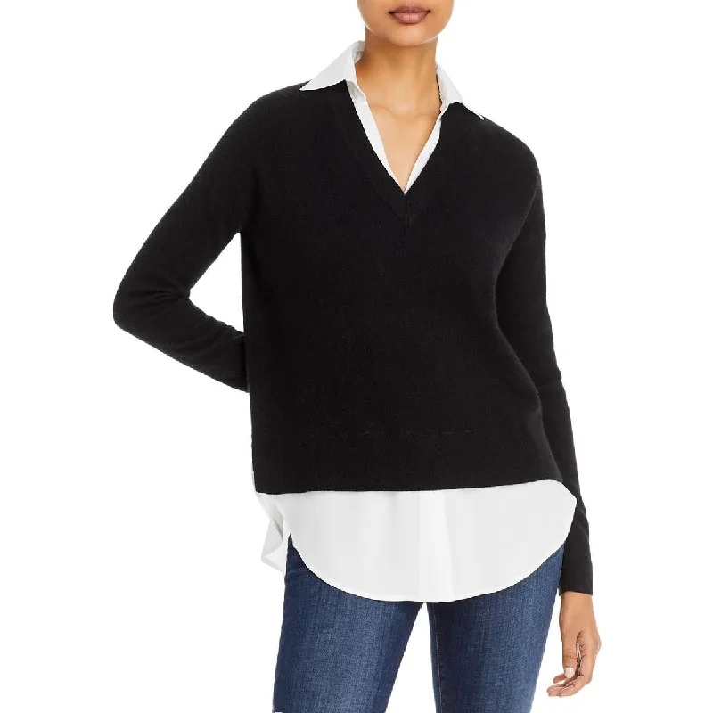 Womens Cashmere Collared Pullover Sweater