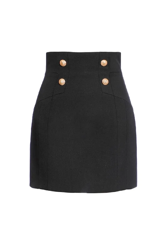 Balmain 4 Button Mini Skirt - Black