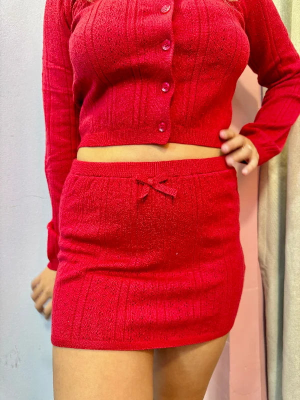 cherry red skirt