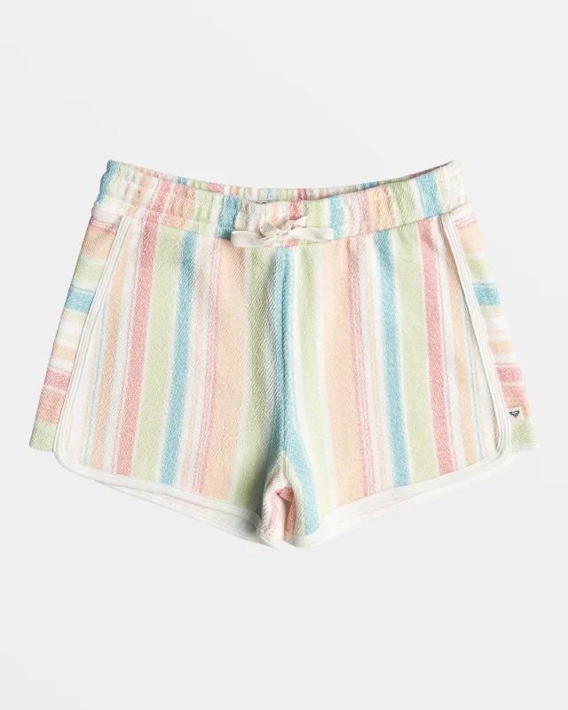 Girls 4-16 Feels Like Summer Elastic Waist Shorts - White Salty Stripe