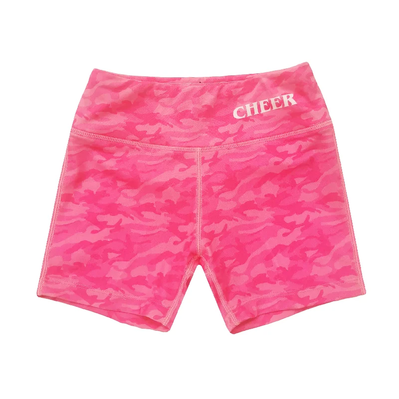 Cheer Pink Camo Biker Short