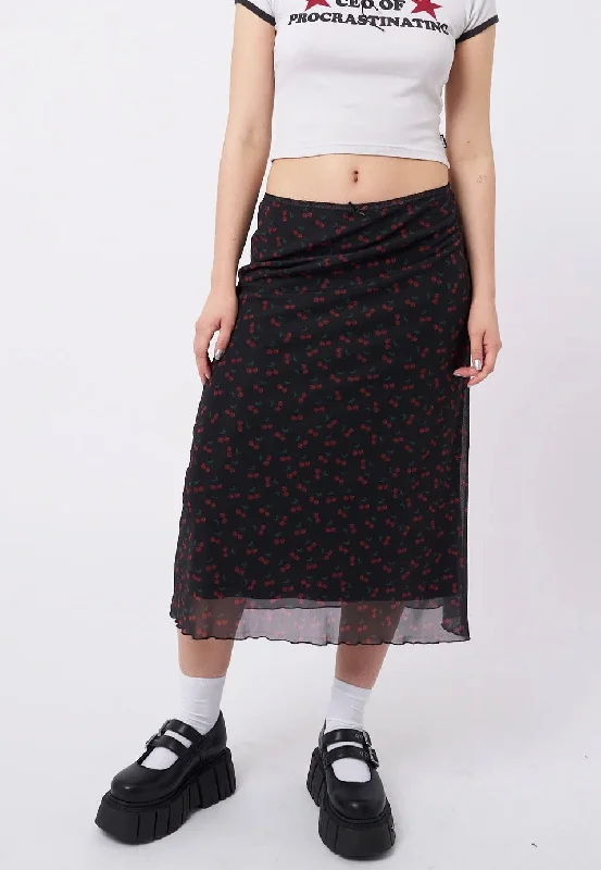 Minga London - Cherry Cola Mesh Black - Skirt