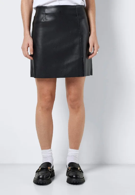 Noisy May - Clara Penny Pu Slit Black - Mini Skirt