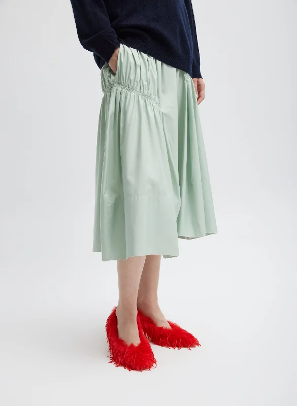 Shirred Nylon Paneled Skirt