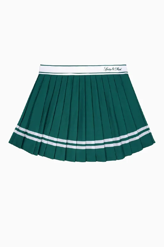 Sporty & Rich Vendome Script Pleated Skirt - Alpine/ White