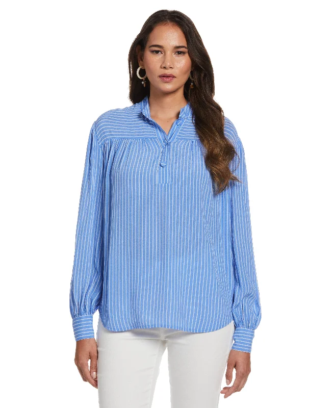 Plus Size Stripe Popover Blouse