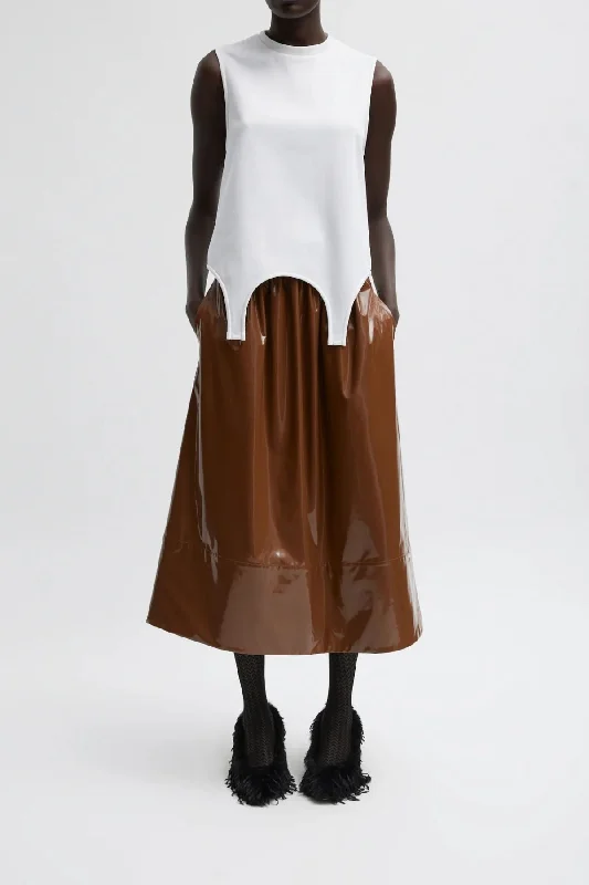 Tibi Lightweight Stretch Patent Skirt - Brick