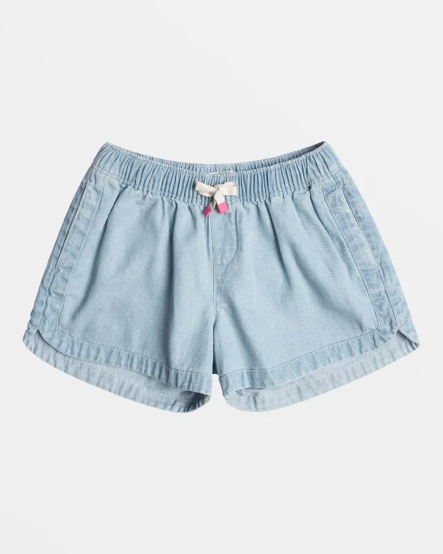 Girls 4-16 Una Mattina Elastic Waist Denim Shorts - Light Blue