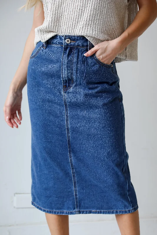 FINAL SALE - Uniquely Trendsetting Denim Midi Skirt