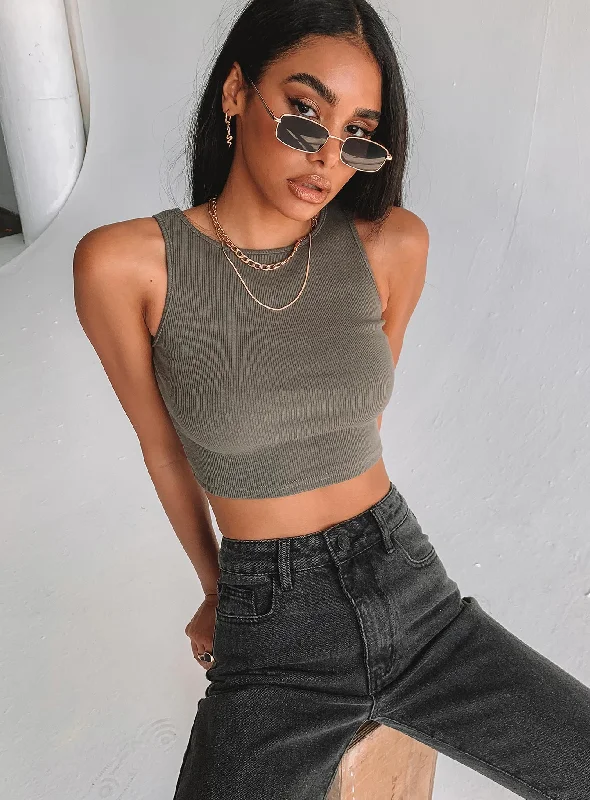 Darlington Crop Top Khaki Tall