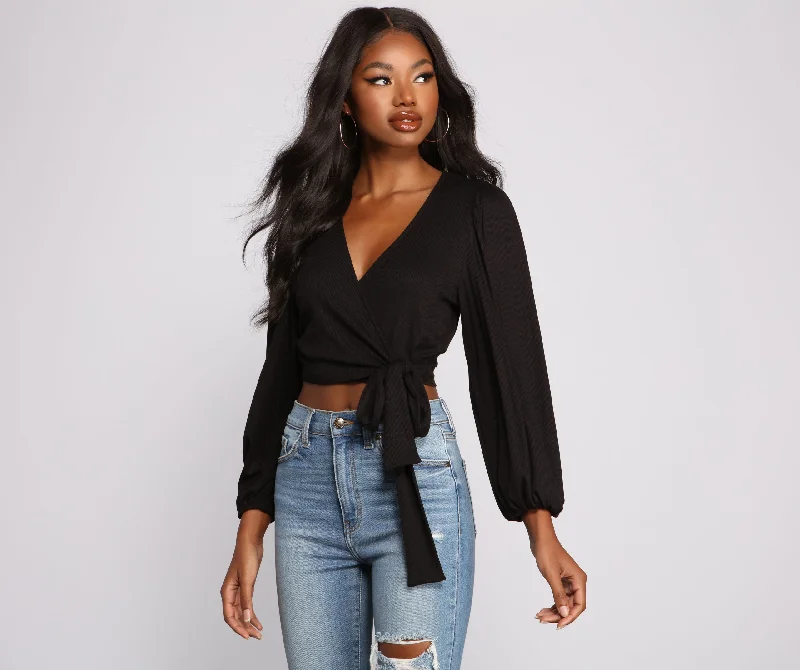 Effortless Chic Wrap Front Crop Top