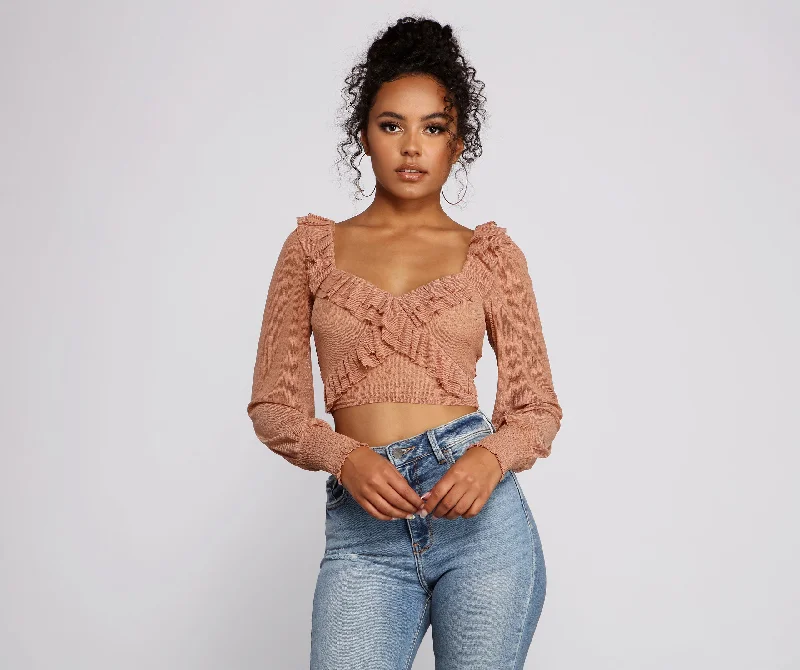 Flirty Flair Ruffle Detail Crop Top