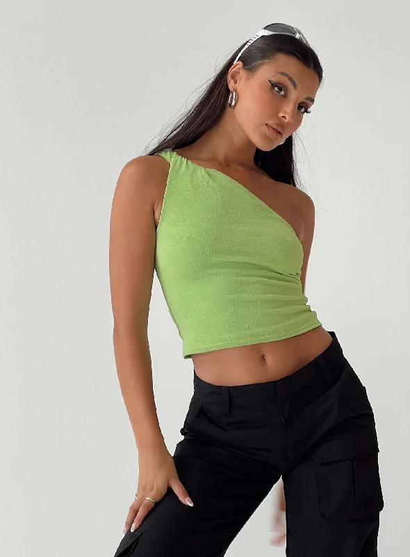 Moda One Shoulder Top Green