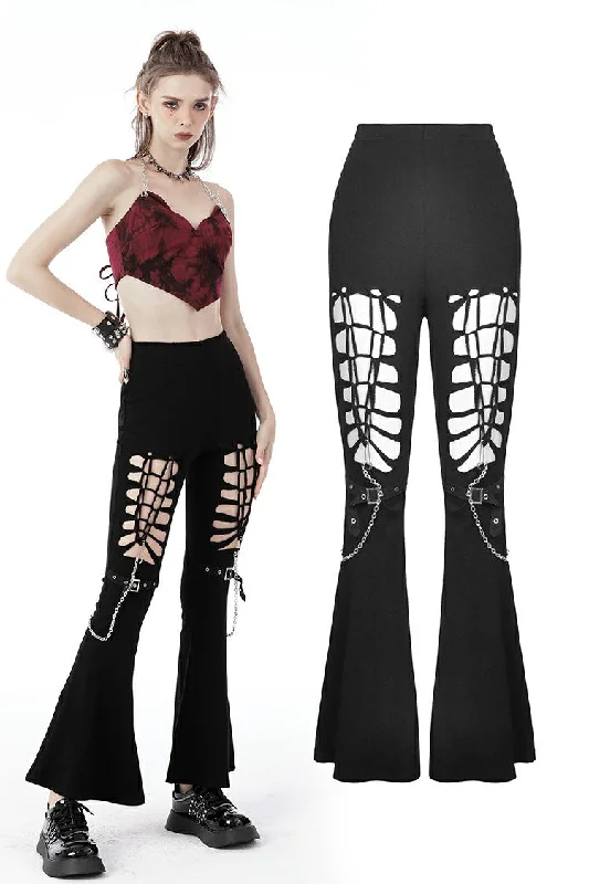 Alternative rebel cutout sexy bell-bottom trousers PW117