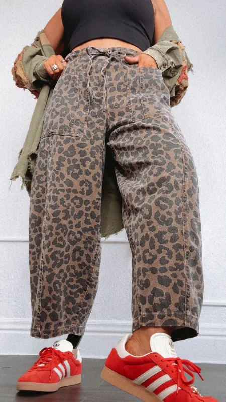 Barrel Leopard Jeans, Brown