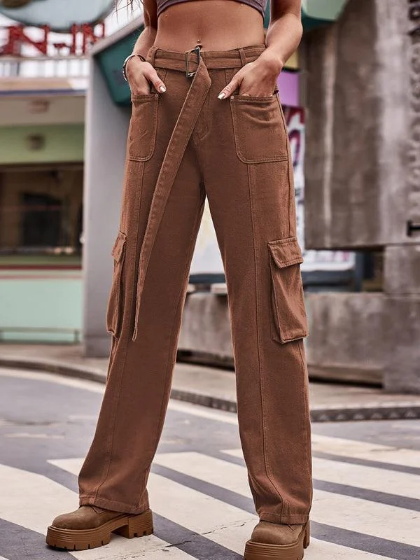 Belted Women Cargo Pants