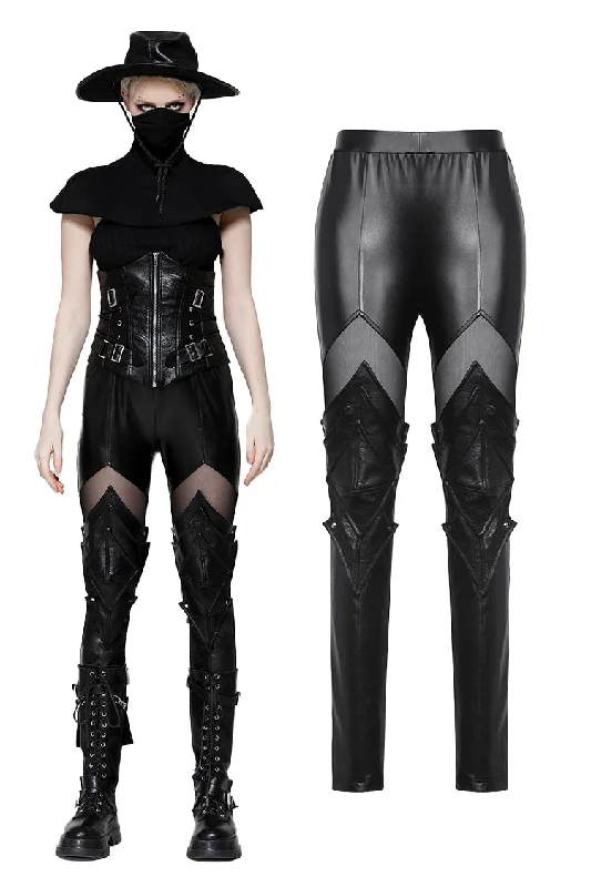 Black PU leather armor knight leggings pants PW134