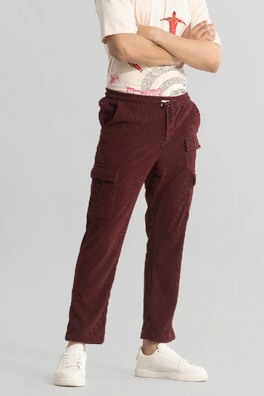 Urban Cord Maroon Corduroy Cargo Pant