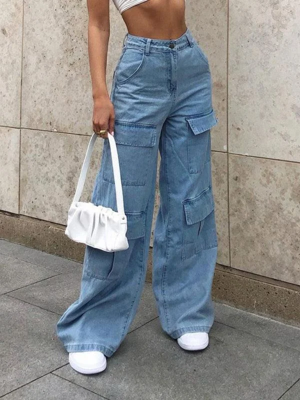 Women's Wide-Leg Cargo Jeans